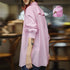 Casual Pink and White Striped Hollow Out Shirt – Women's Spring Oversized Vacation Blouse